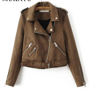 Fashion Women suede motorcycle jacket