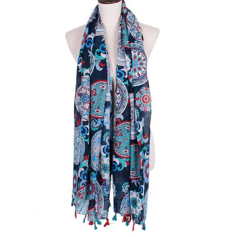 Scarf Women Fashion Printed Satin-Silk Square Scarf Shawl  Fashion Tassel hijab wrap muslim Multicolor Winter Scarf