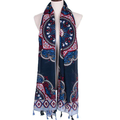 Scarf Women Fashion Printed Satin-Silk Square Scarf Shawl  Fashion Tassel hijab wrap muslim Multicolor Winter Scarf