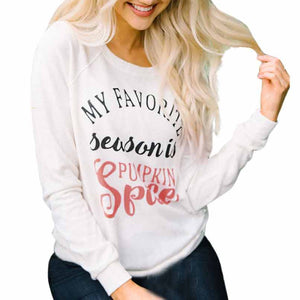 Womens Fashion Long Sleeve Blouse Letter Print  T-Shirt