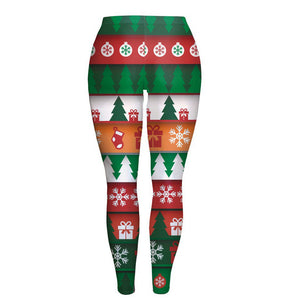 Fashion Women Lady Skinny Christmas Printed Stretchy Pants Leggings