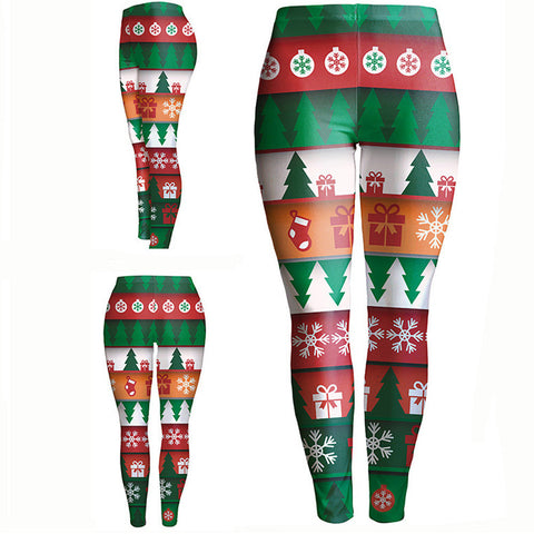 Fashion Women Lady Skinny Christmas Printed Stretchy Pants Leggings