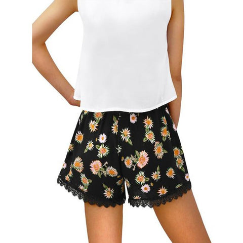 JECKSION Summer Shorts Summer Women Shorts Flower Print Lace Shorts 2016 Fashion Hot Short