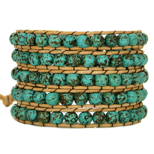 Natural Turquoise Stone Wrap Bracelet